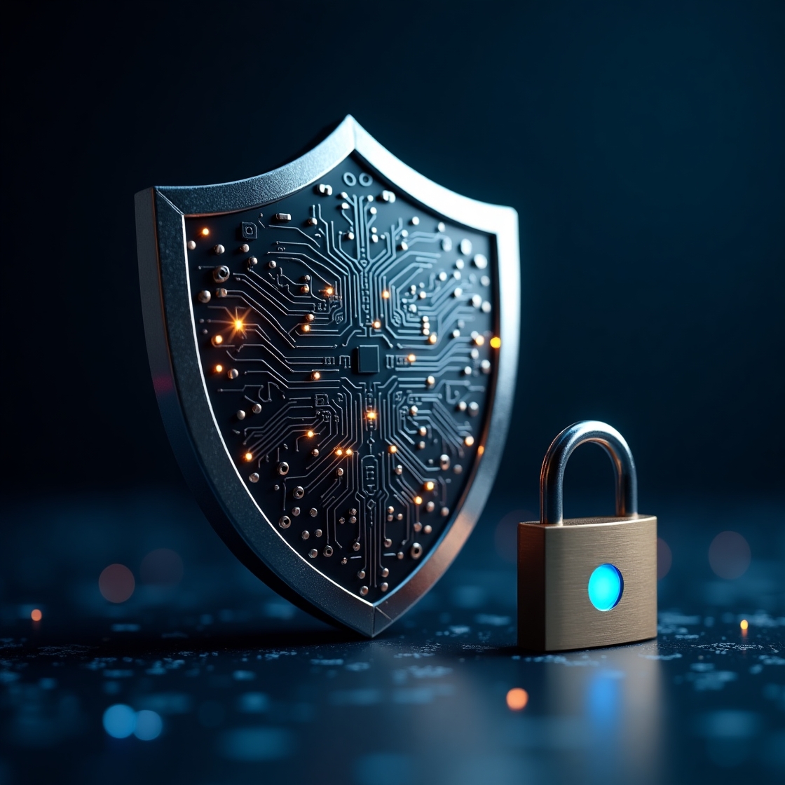 Data Privacy Illustration - Professional visualization of secure data protection, encryption, and privacy shields