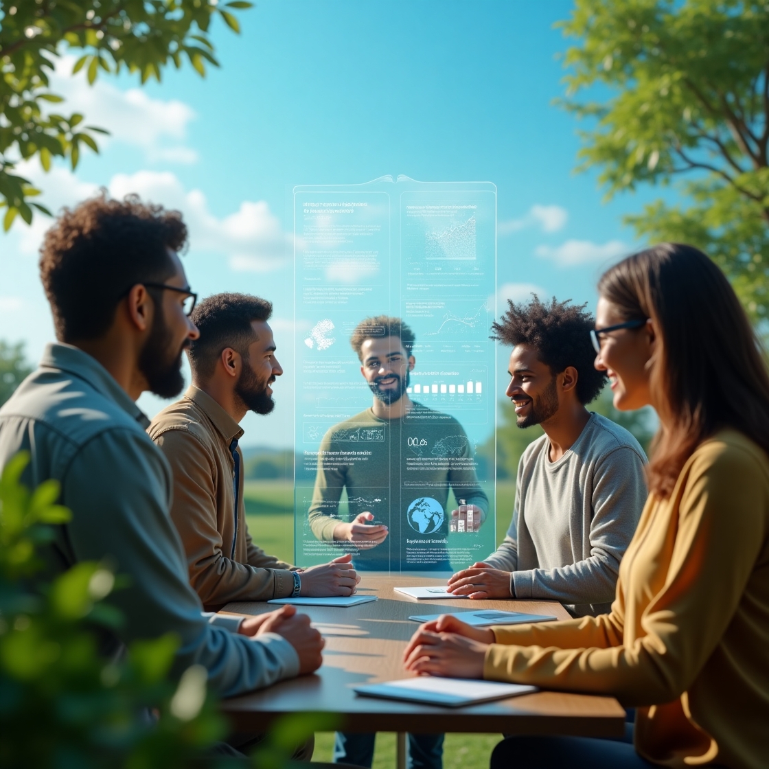 Responsible AI Illustration - Professional visualization showing AI being used for positive social impact and sustainable development